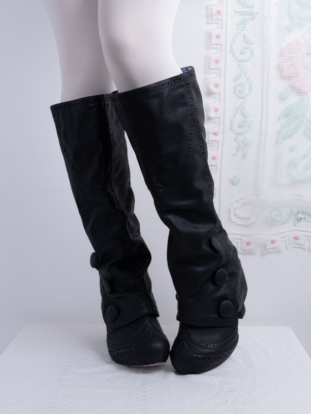 Knee High Boots Women - Design Leather Slouch Knee-High Boots Fold-Over