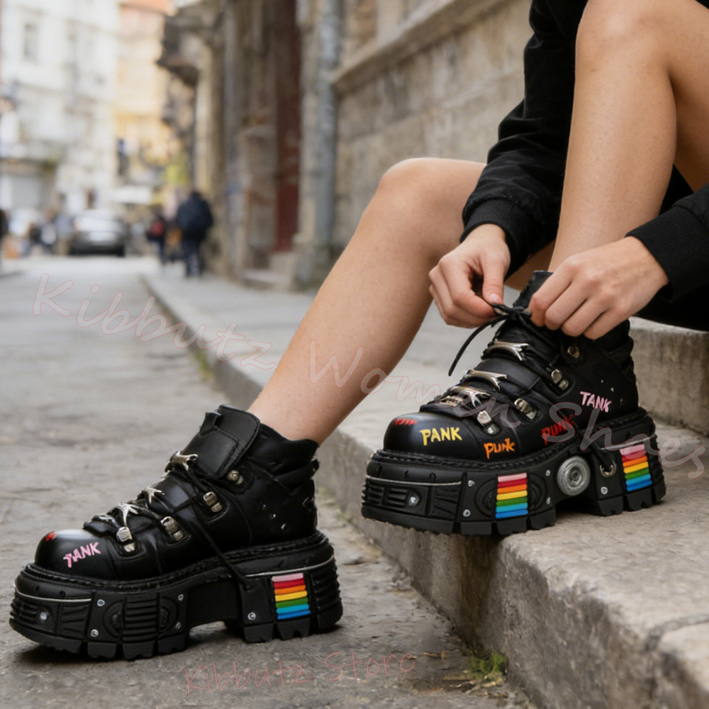 Women'S Shoes Y2K - Colorful Graffiti Platform Boots Women Sneaker