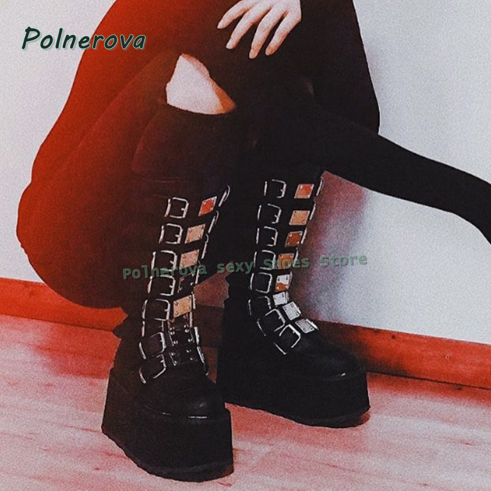 Metal Belt Buckle Platform Mot - Women'S Shoes Y2K recensie en prijs