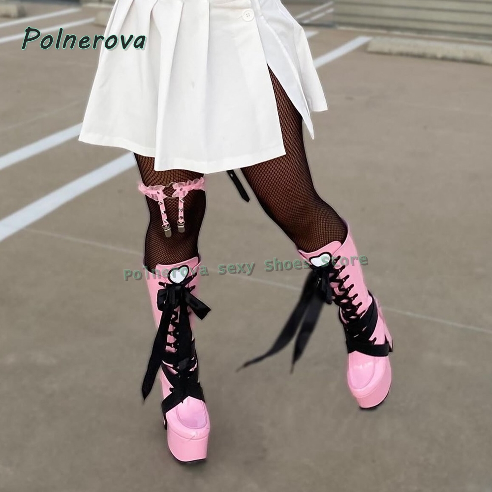 Women's Pink Platform Knee Hig - Women'S Shoes Y2K recensie en prijs