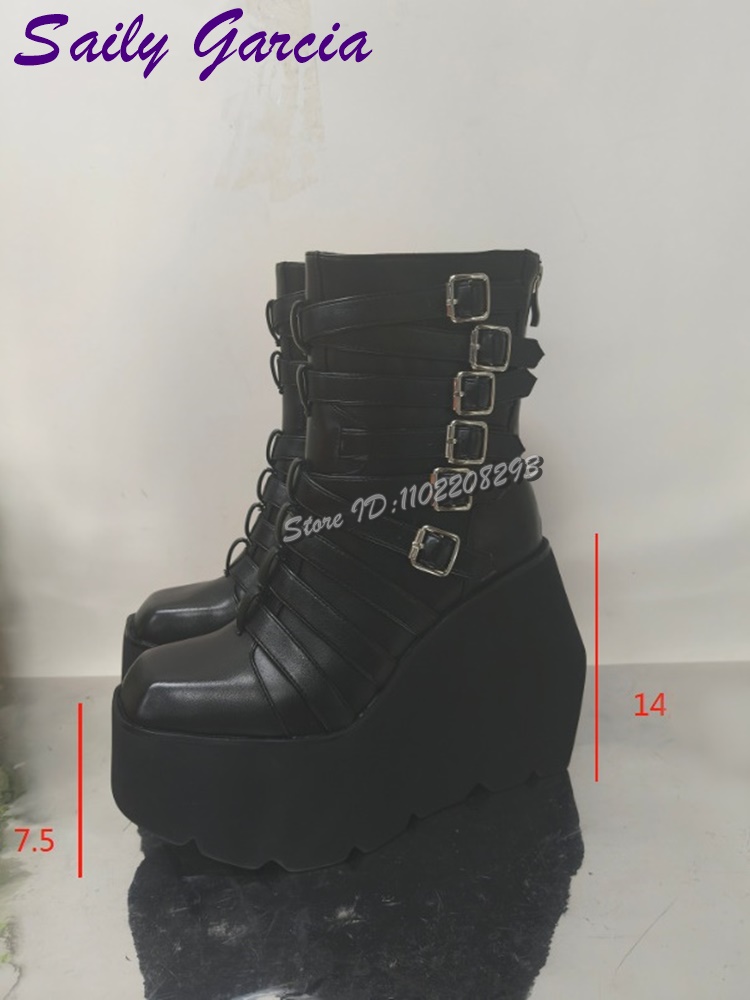Punk Belt Buckle Platform Moto - Women'S Shoes Y2K recensie en prijs