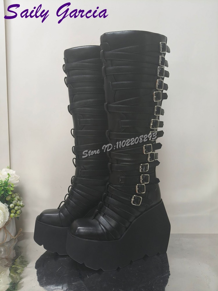 Punk Belt Buckle Platform Moto - Women'S Shoes Y2K recensie en prijs