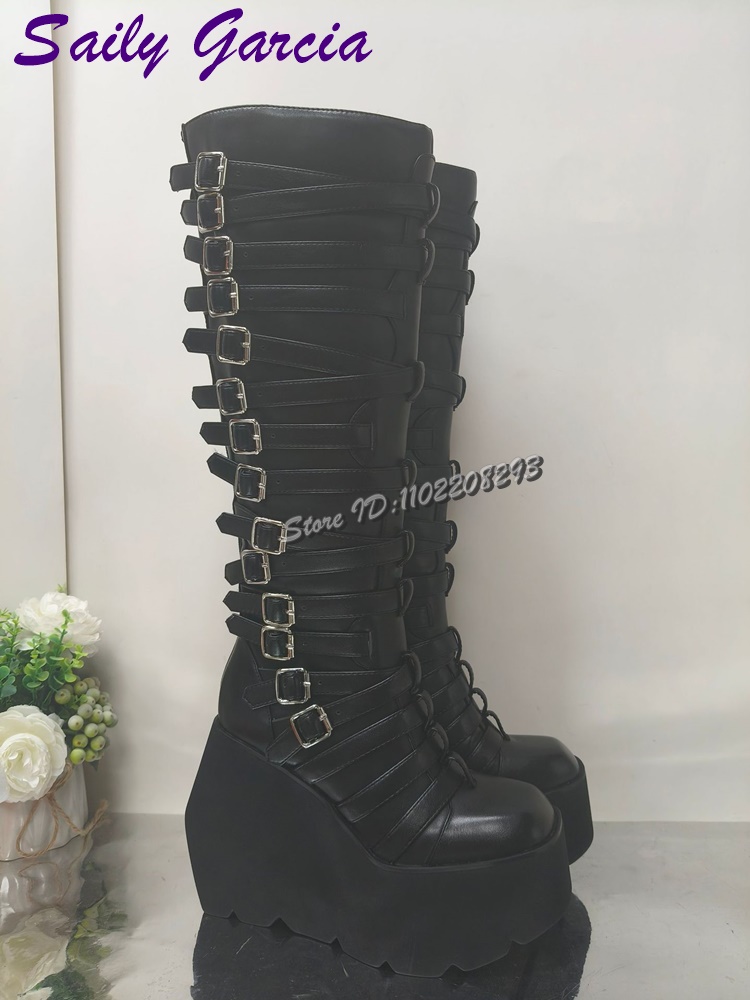 Punk Belt Buckle Platform Moto - Women'S Shoes Y2K recensie en prijs