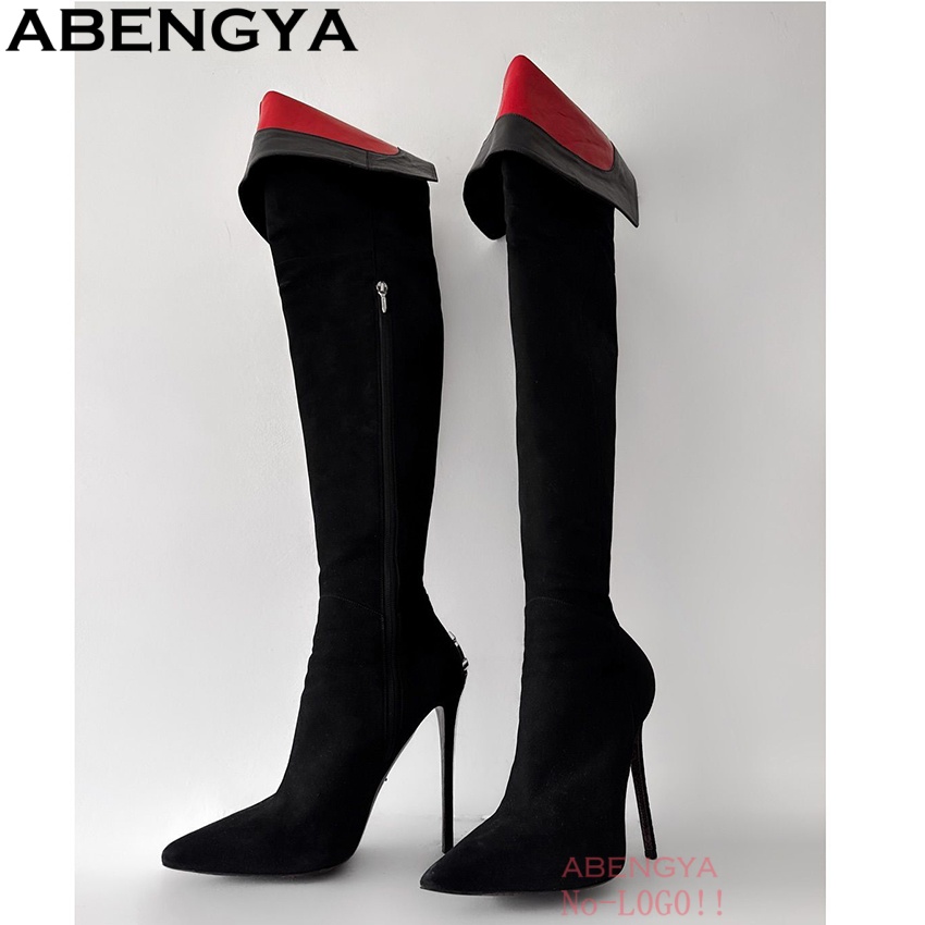 ABENGYA Sexy Black Suede Leath - Knee High Boots Women recensie en prijs