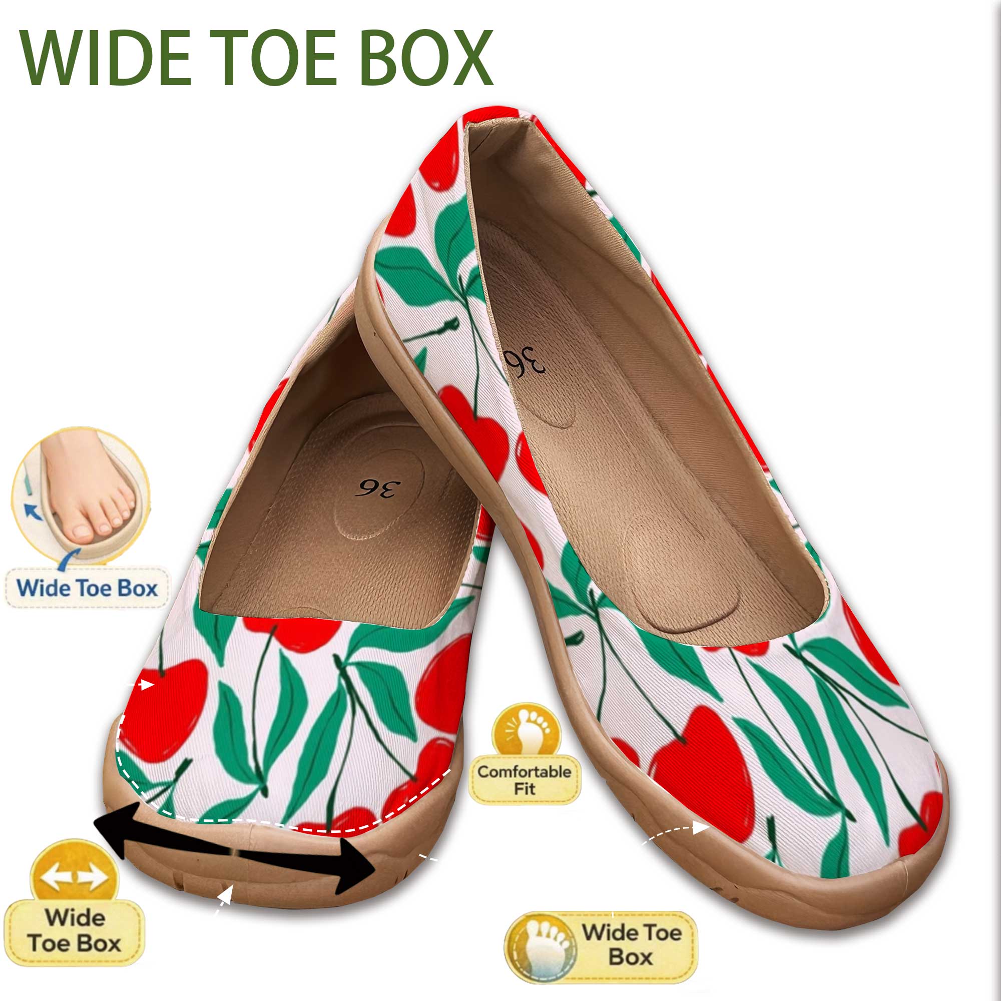Sweet Cherry-Colored Wide-Fit  - Women'S Shoes For Wide Feet recensie en prijs