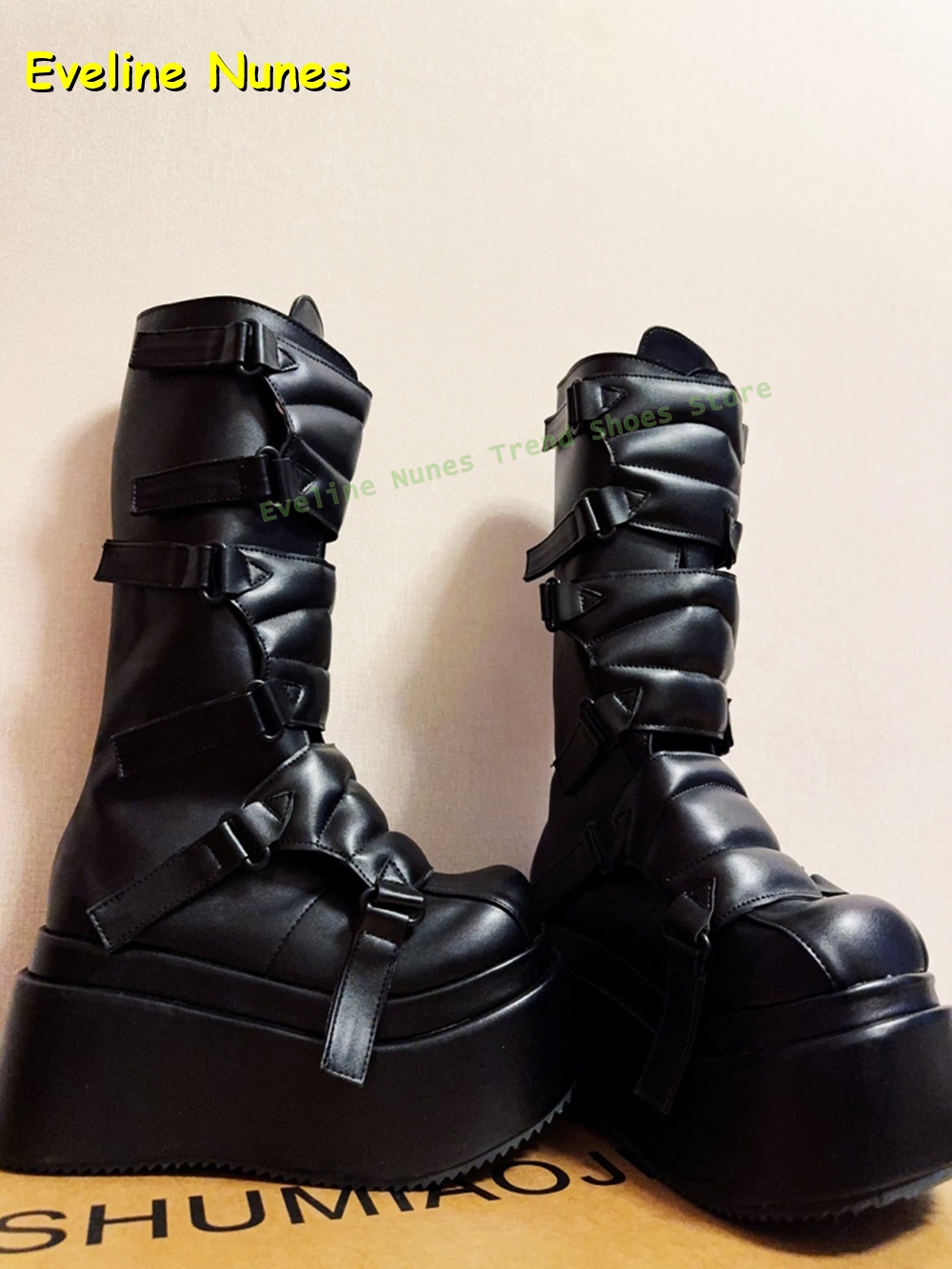 Black Buckle Cyberpunk Y2K Kne - Women'S Shoes Y2K recensie en prijs