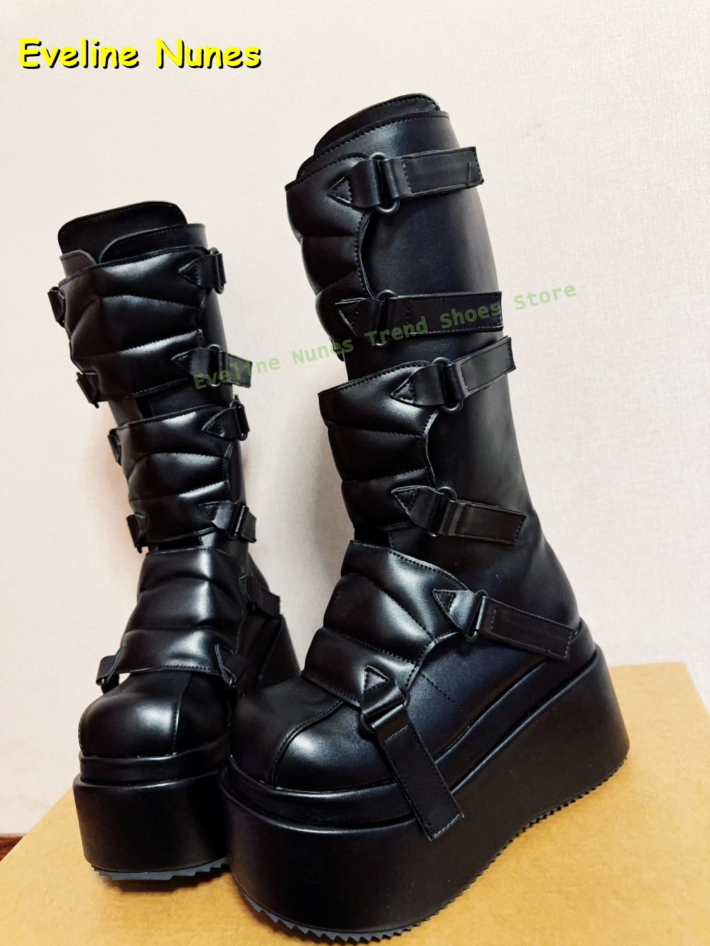 Black Buckle Cyberpunk Y2K Kne - Women'S Shoes Y2K recensie en prijs